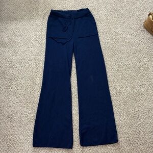 Pink Rose Dark Blue Wide-Leg Pants